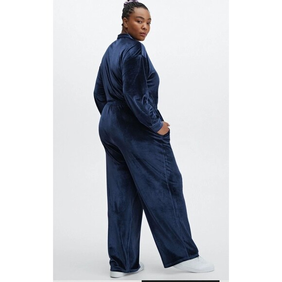 FABLETICS Vanessa Hudgens Velour Wide Leg Jumpsuit Royal Blue Plus Size 3X - Picture 1 of 12
